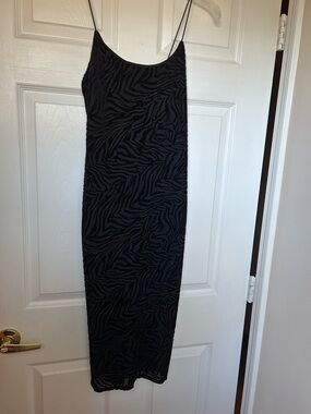 wild fable Black Burnout Velvet Slip Dress